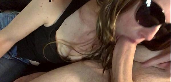  Cum in her hair and she carries on sucking the huge dick. Big cock blowjob from many angles